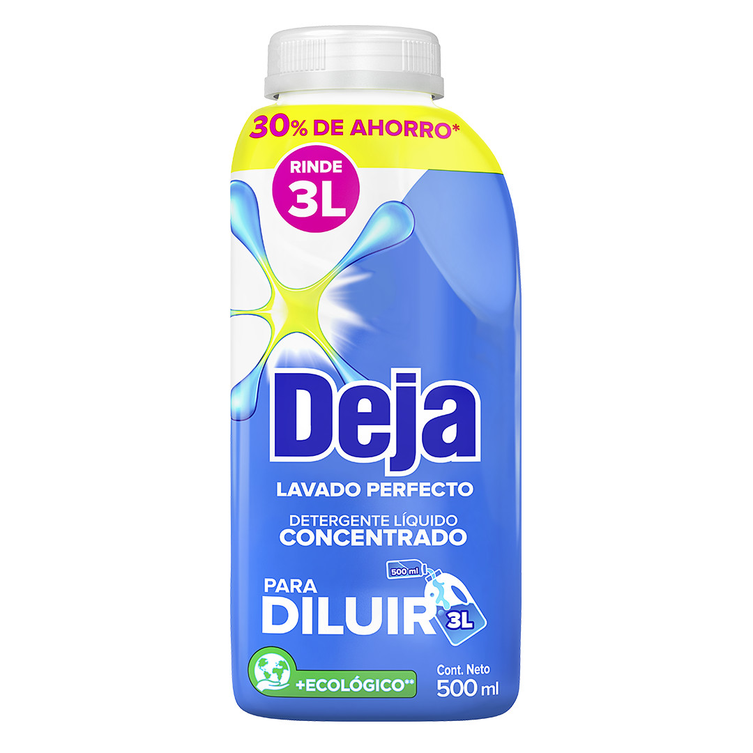 Deja líquido para diluir, ahorro, más económico, poder limpiador, 30% de ahora, rinde 3 litros, nuevo Deja, Deja Ecuador, poder de limpieza, deja lava mejor, botella reciclable, jabón líquido, jabón líquido para diluir, oncentrado